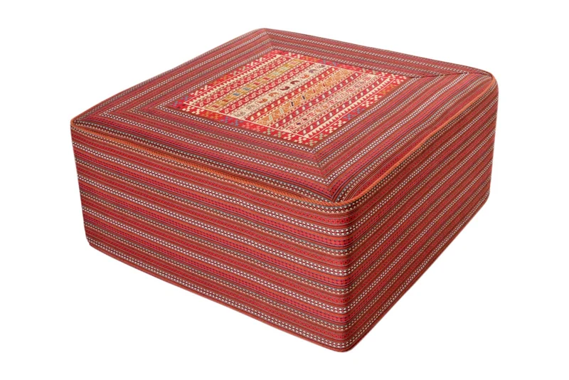 Kelim Pouf · Handgefertigt – Bunt, 90x90 cm