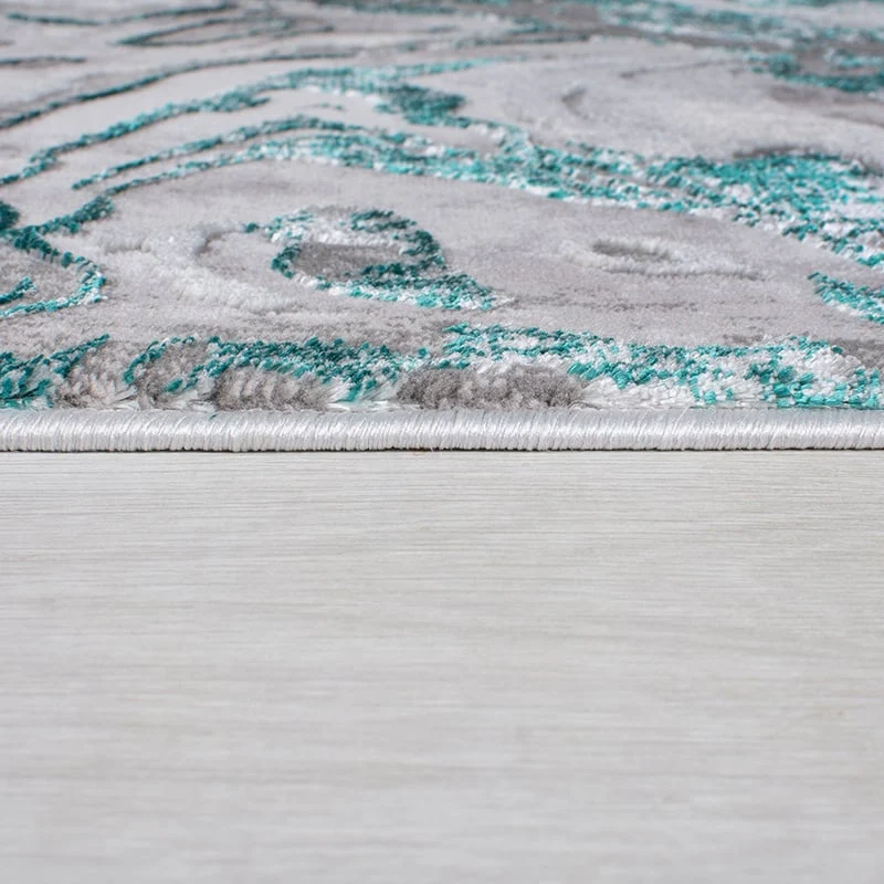Marmor Teppich - Erio Marbled Grau Türkis