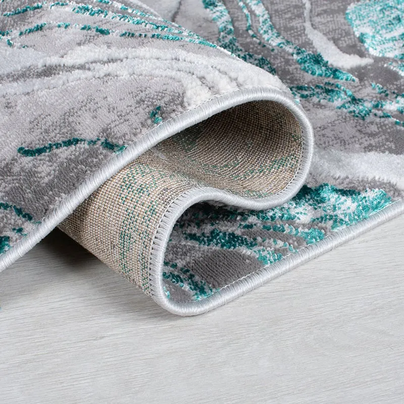 Marmor Teppich - Erio Marbled Grau Türkis