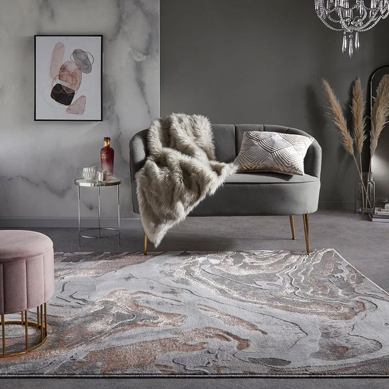 Marmor Teppich - Erio Marbled Grau Rosa