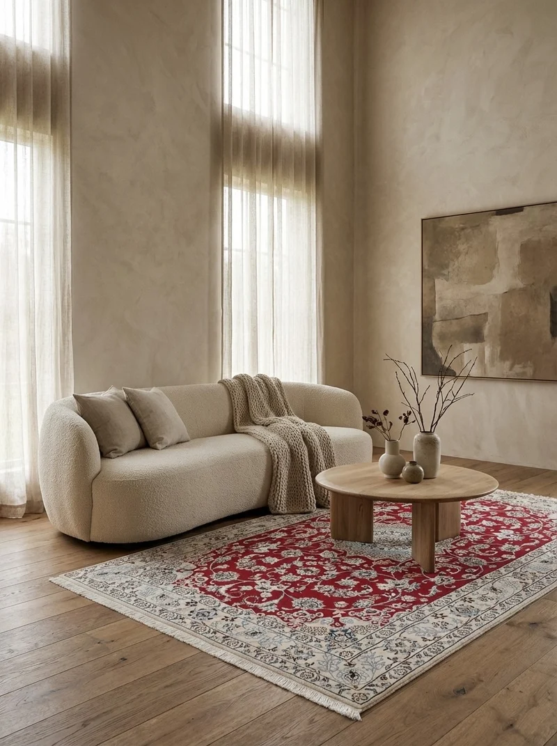 Nain 9La · Handgeknüpft – Rot, 202x129 cm