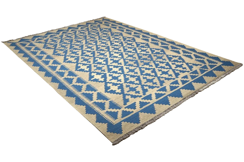 Kelim Gashgai · Handgewebt – Blau, 237x176 cm