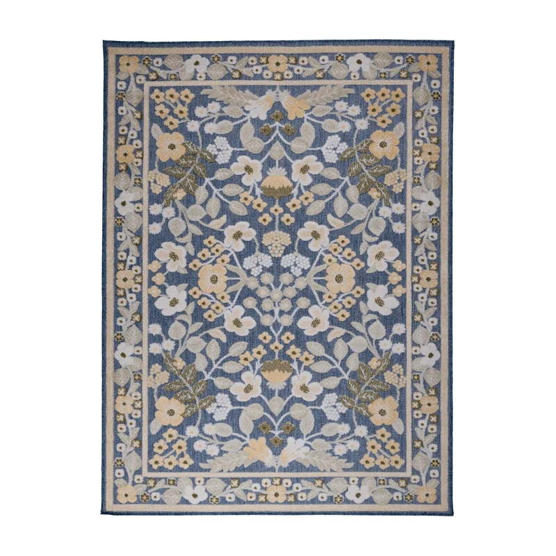 In - & Outdoorteppich - Bloom Oriental Blau