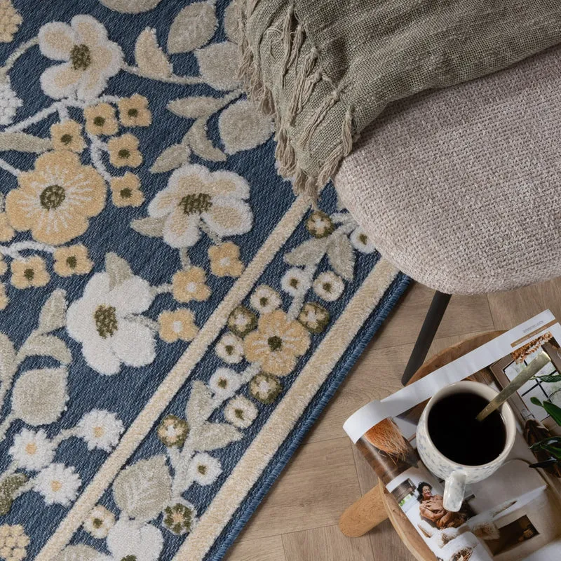 In - & Outdoorteppich - Bloom Oriental Blau