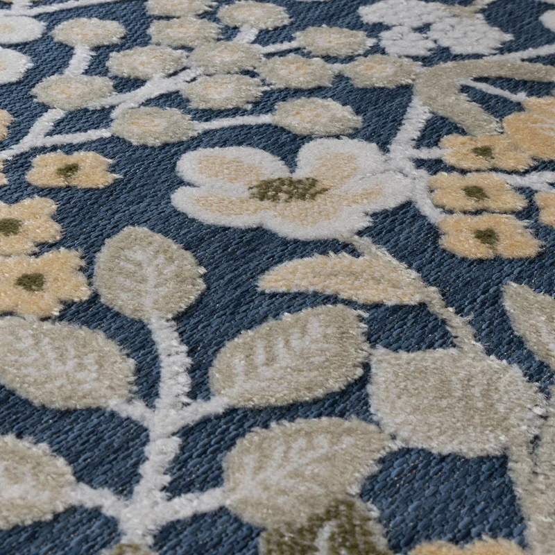 In - & Outdoorteppich - Bloom Oriental Blau