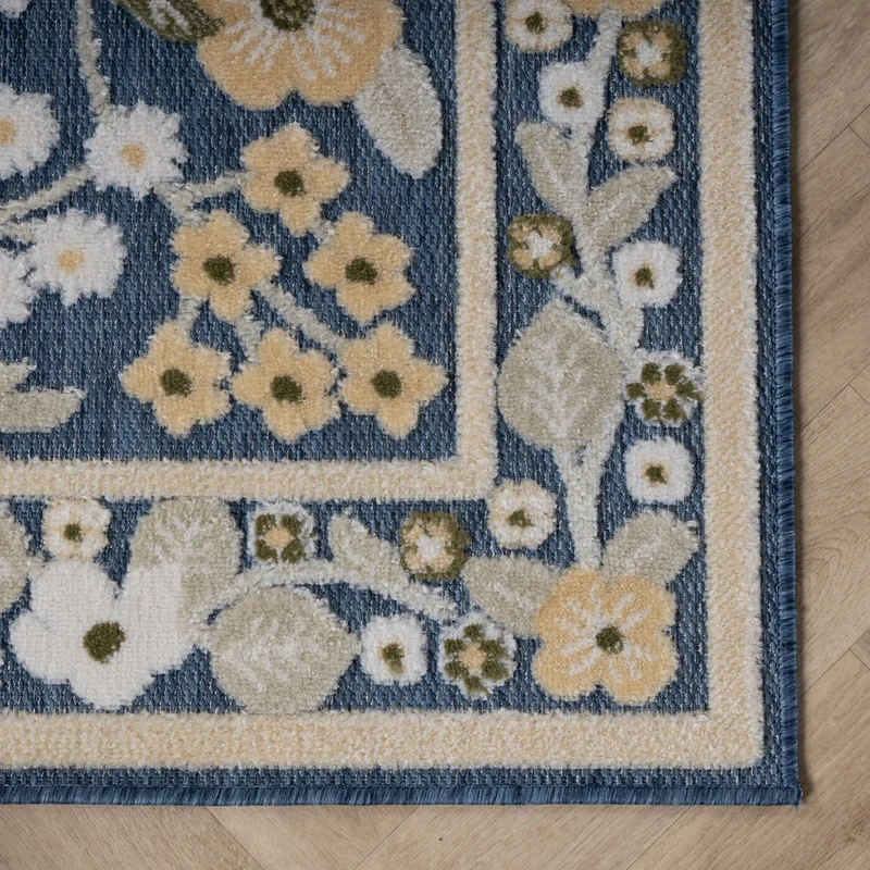 In - & Outdoorteppich - Bloom Oriental Blau