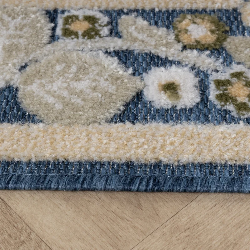 In - & Outdoorteppich - Bloom Oriental Blau