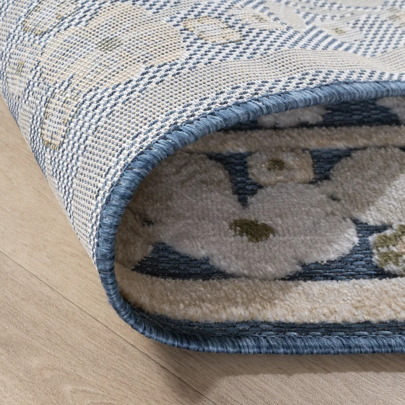 In - & Outdoorteppich - Bloom Oriental Blau