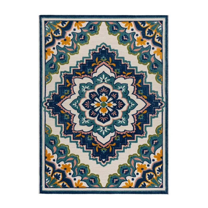In- & Outdoor Teppich - Batio Floral Blau Grün