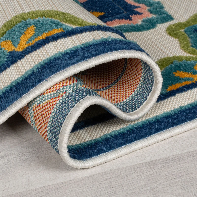 In- & Outdoor Teppich - Batio Floral Blau Grün