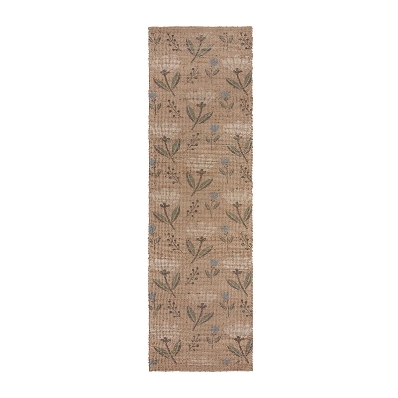 Jute Läufer - Amilio Floral Beige