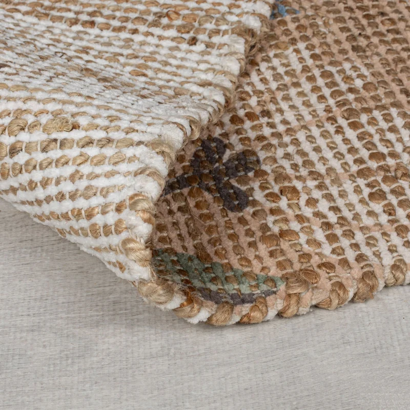 Jute Läufer - Amilio Floral Beige