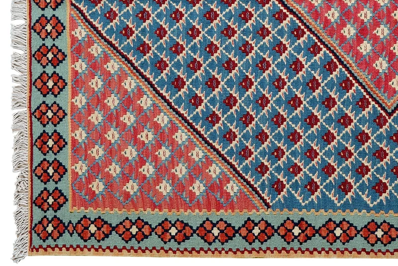 Kelim Senneh · Handgewebt – Blau, 156x107 cm