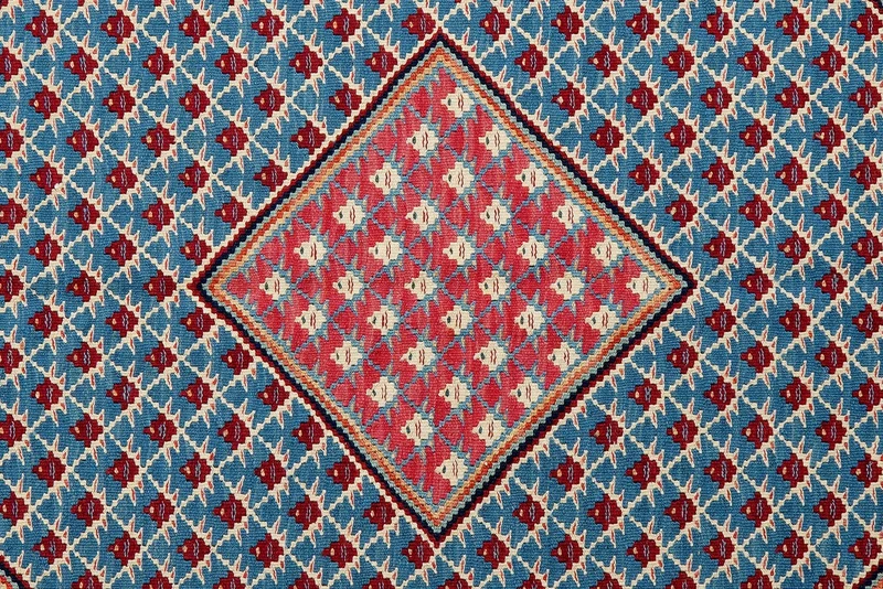 Kelim Senneh · Handgewebt – Blau, 156x107 cm