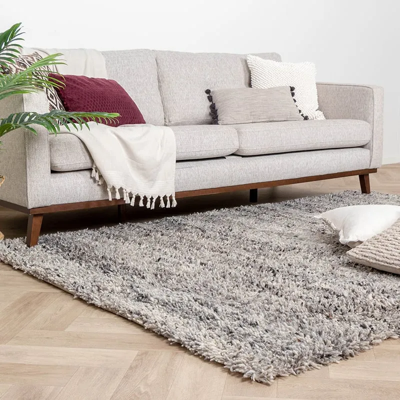 Hochflor Wollteppich - Royal Hellgrau Meliert