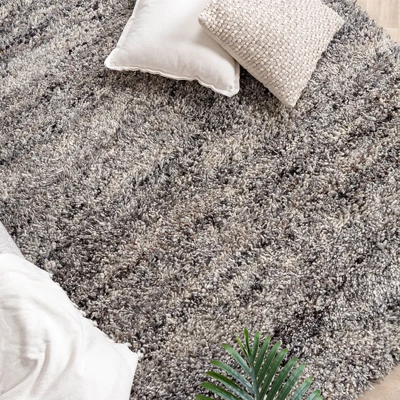 Hochflor Wollteppich - Royal Hellgrau Meliert
