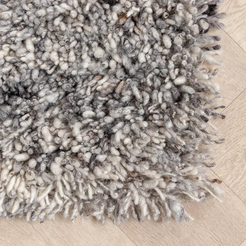 Hochflor Wollteppich - Royal Hellgrau Meliert