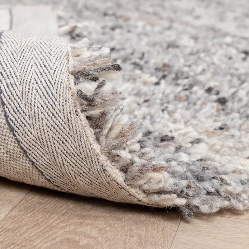 Hochflor Wollteppich - Royal Hellgrau Meliert