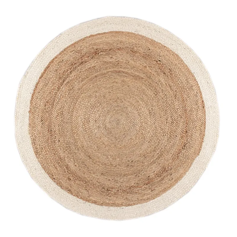 Jute Teppich Rund - Fair Natur Weiß