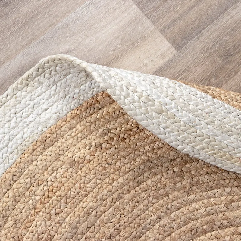 Jute Teppich Rund - Fair Natur Weiß