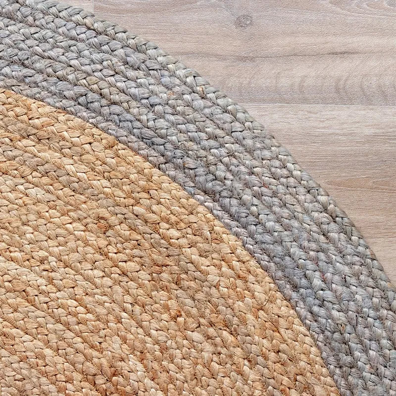 Jute Teppich Rund - Fair Natur Grau