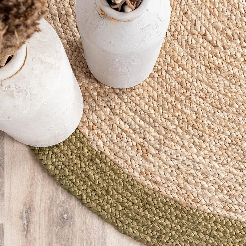 Jute Teppich Rund - Fair Natur Grün
