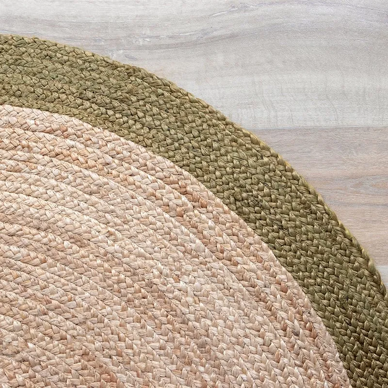 Jute Teppich Rund - Fair Natur Grün