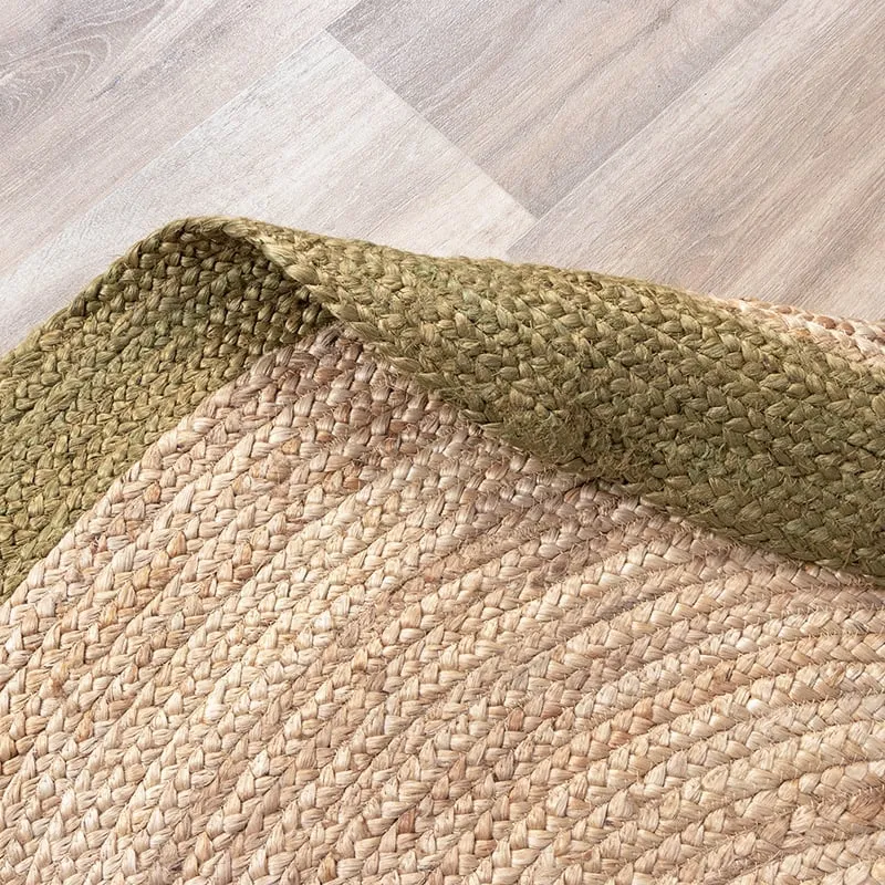 Jute Teppich Rund - Fair Natur Grün