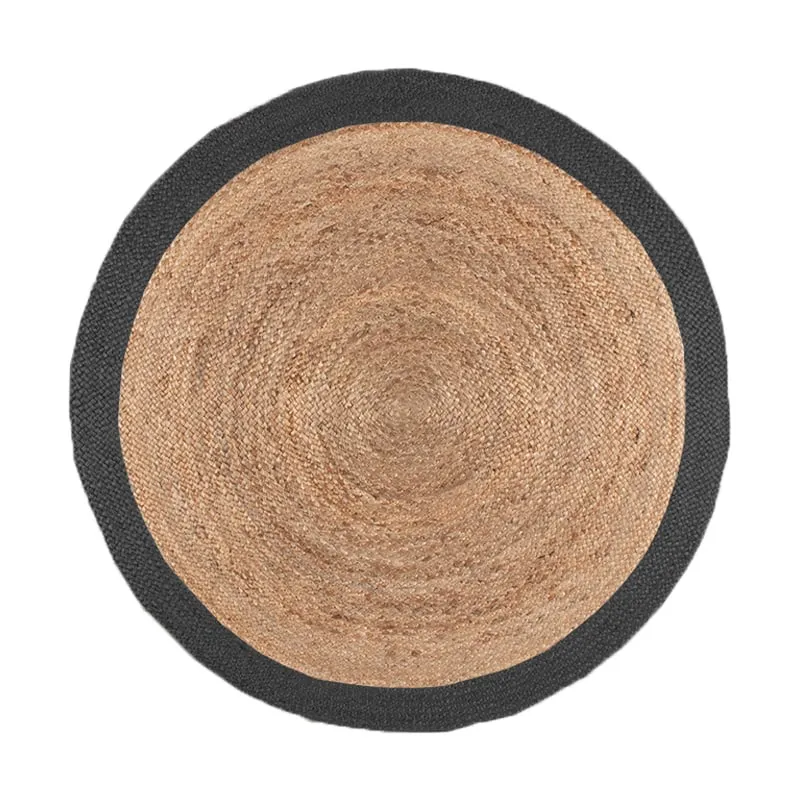 Jute Teppich Rund - Fair Natur Schwarz