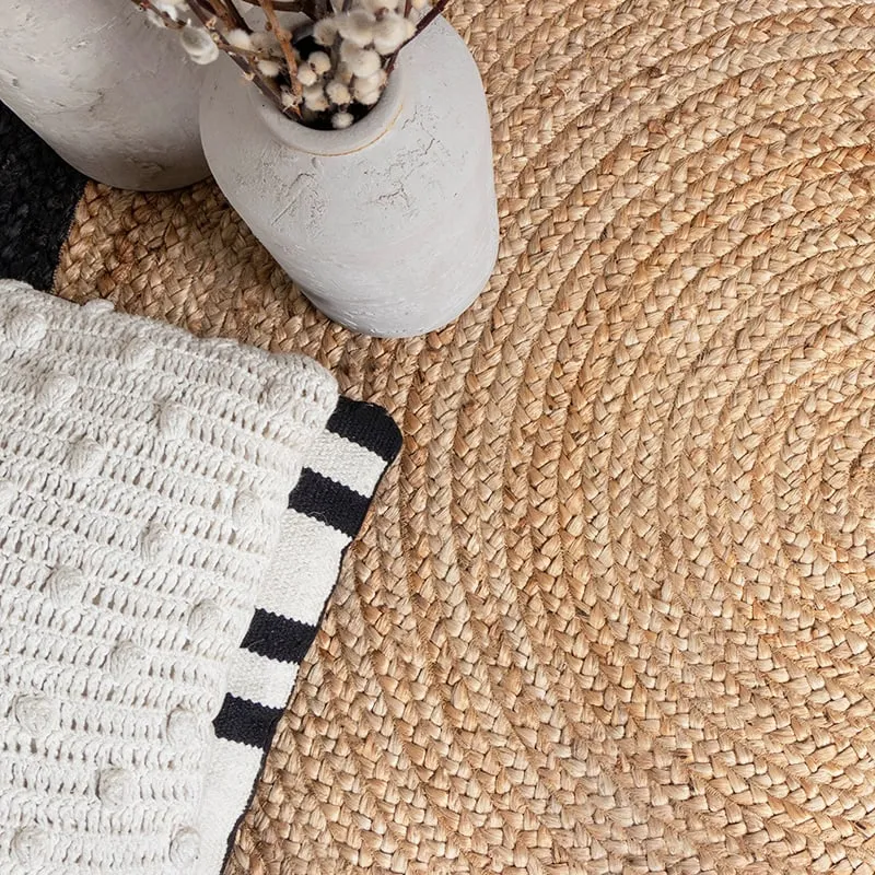 Jute Teppich Rund - Fair Natur Schwarz
