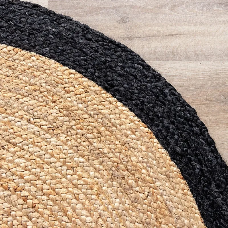Jute Teppich Rund - Fair Natur Schwarz