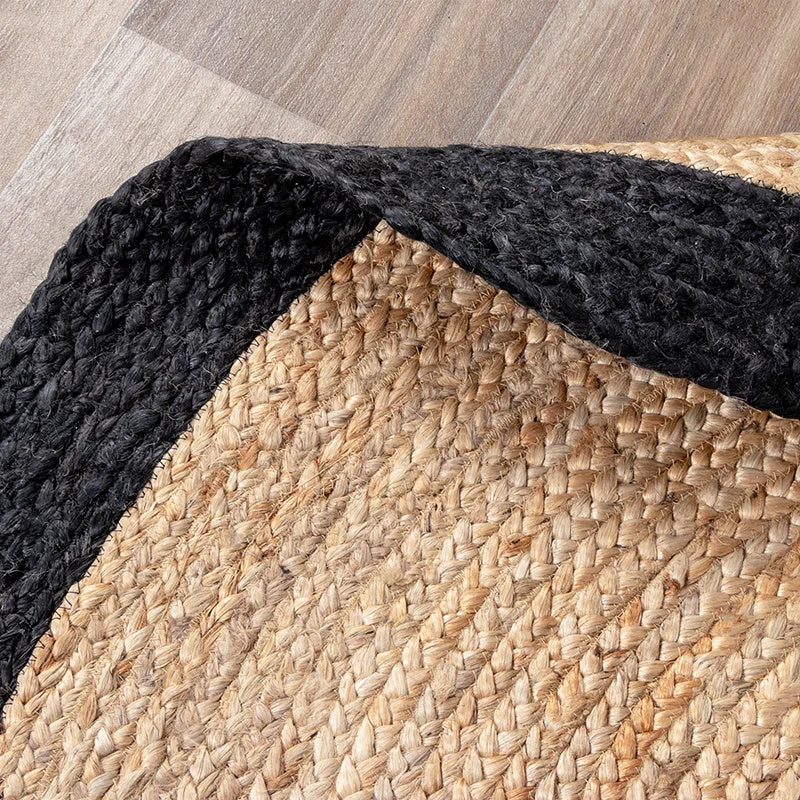 Jute Teppich Rund - Fair Natur Schwarz