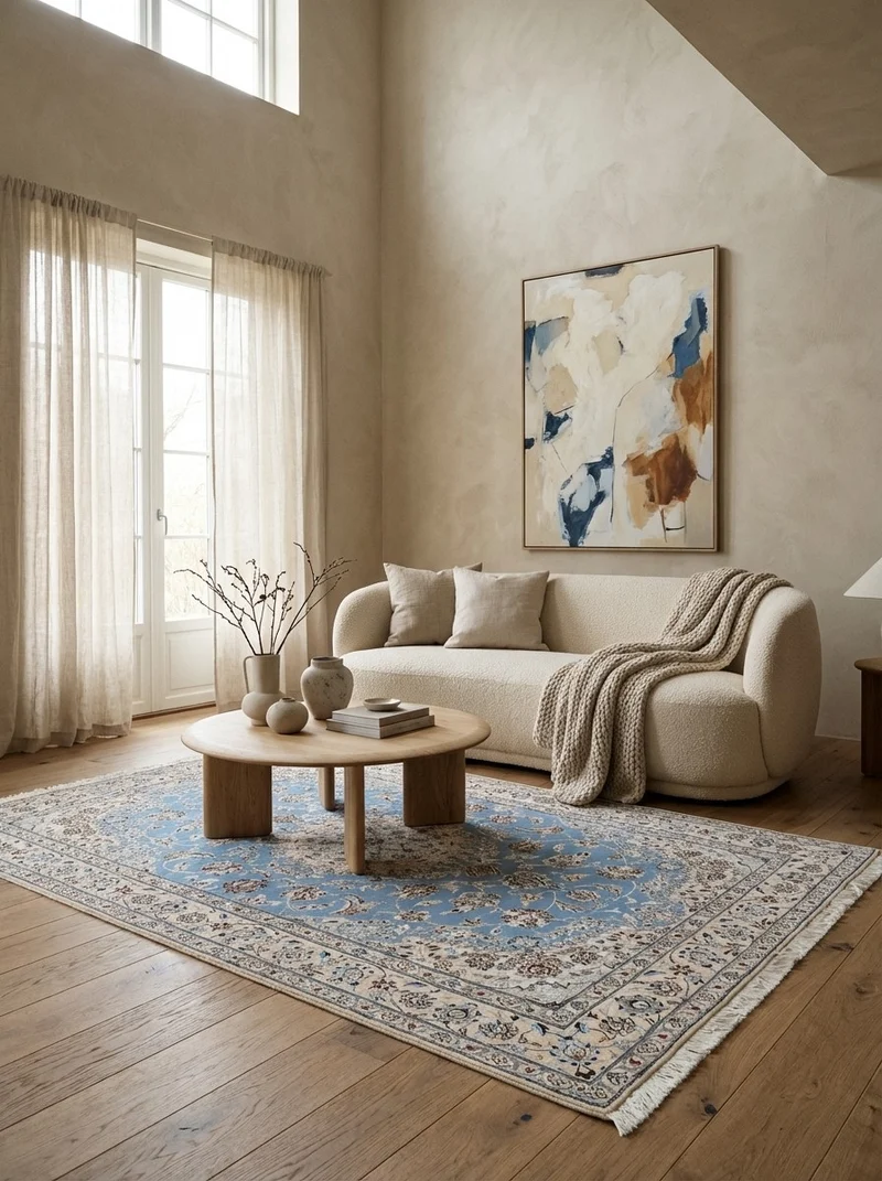 Nain 9La · Handgeknüpft – Blau, 233x157 cm