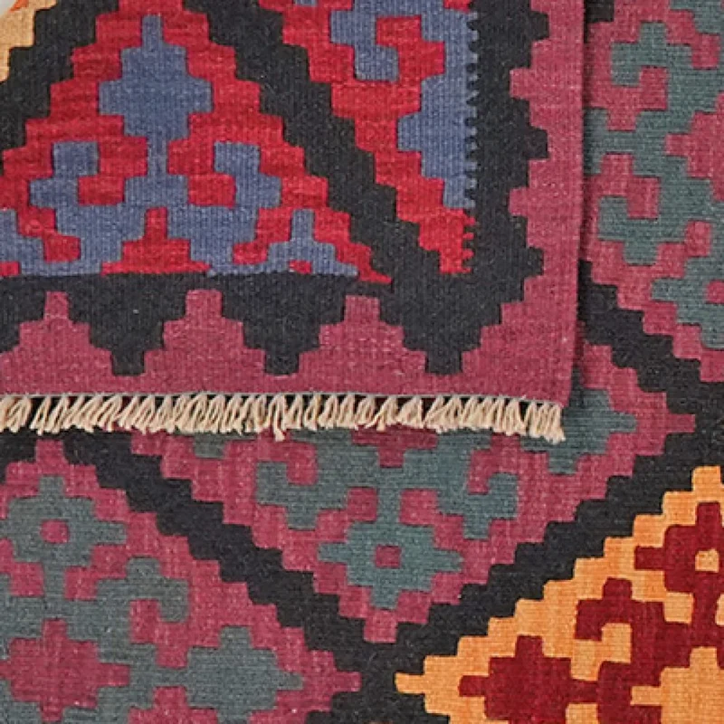 Kelim Gashgai · Handgewebt – Schwarz, 189x126 cm