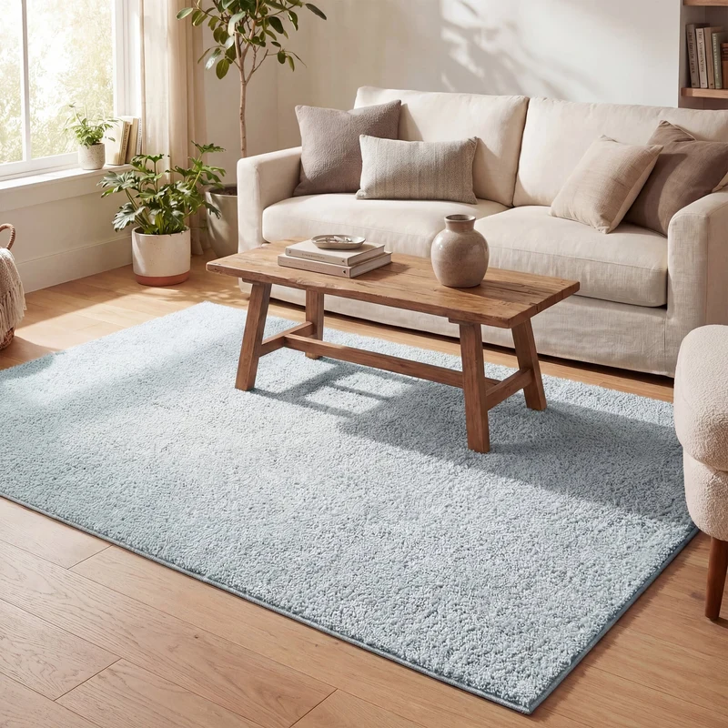 Teppich Hochflor - Lofty Hellblau Türkis