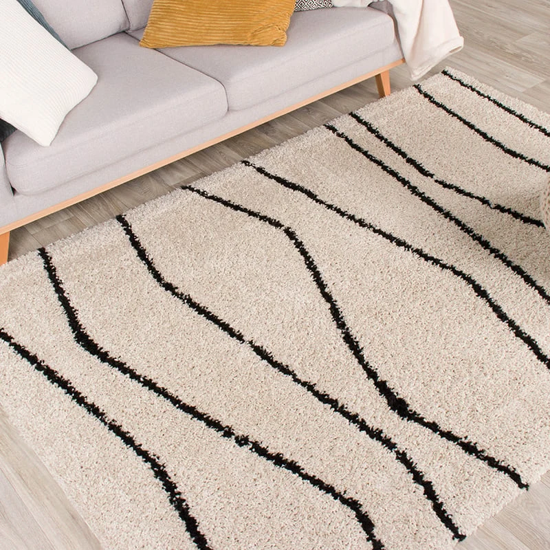 Teppich Hochflor - Grand Wire Creme Schwarz