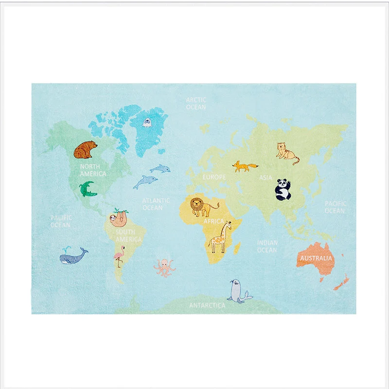 Kinderteppich - Globe Hellblau