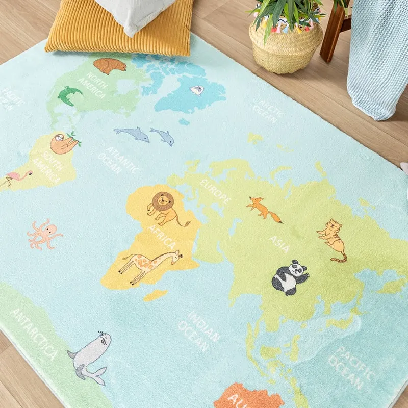 Kinderteppich - Globe Hellblau