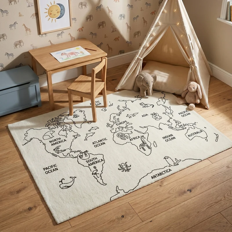 Kinderteppich - Globe Creme