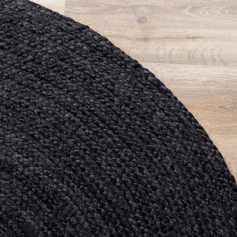 Jute Teppich Rund - Fair Schwarz