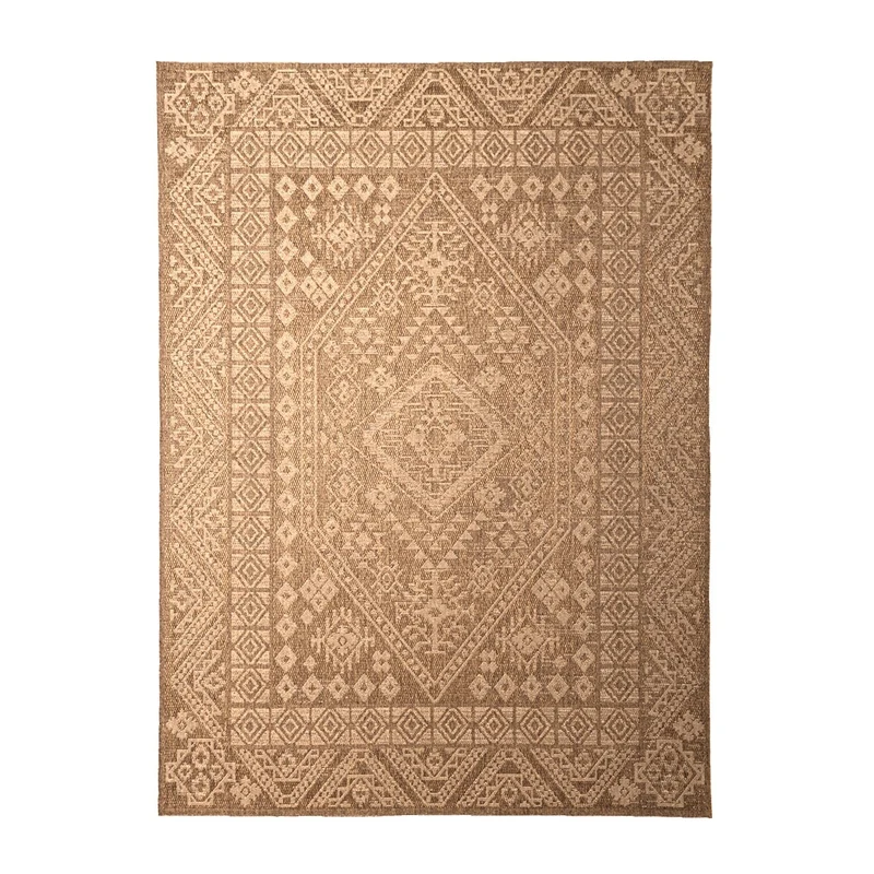 Garten Teppich Jute - Mavi Medaillon Creme Braun