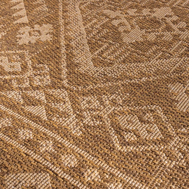 Garten Teppich Jute - Mavi Medaillon Creme Braun