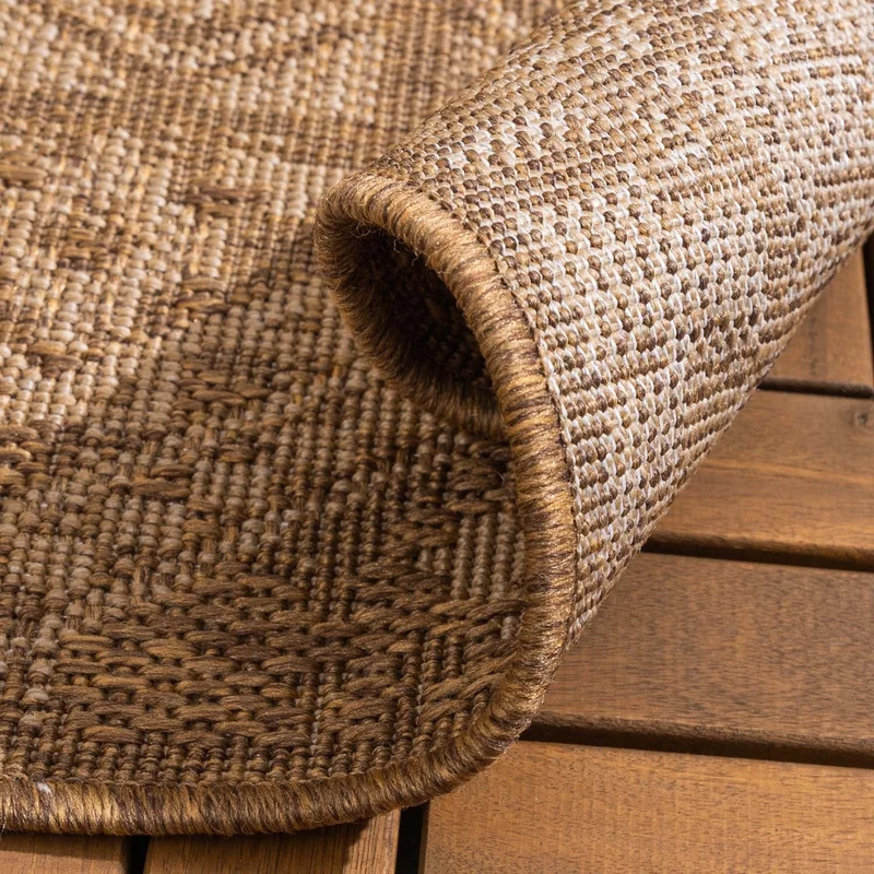 Garten Teppich Jute - Mavi Medaillon Creme Braun