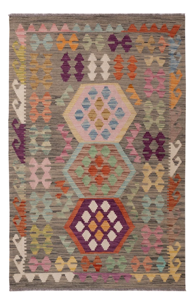 Kelim Maimene Teppich 100x151cm - bunt