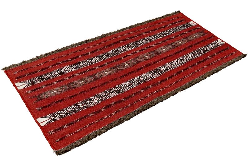 Kelim Belutch · Handgewebt – Rot, 62x108 cm