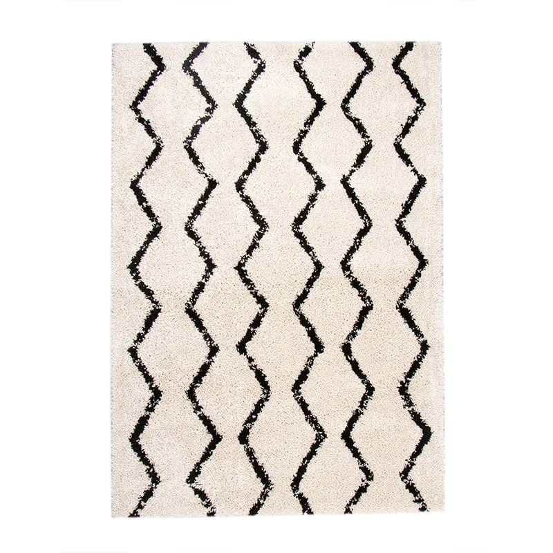 Teppich Hochflor - Grand Moves Creme Schwarz