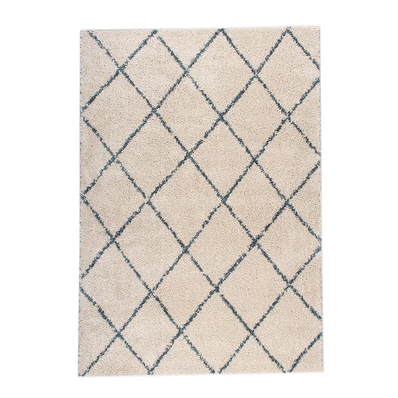 Teppich Hochflor - Grand Lines Creme Blau