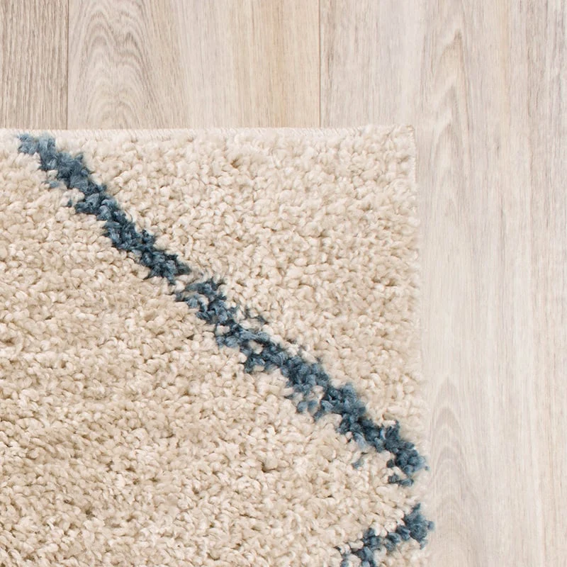 Teppich Hochflor - Grand Lines Creme Blau