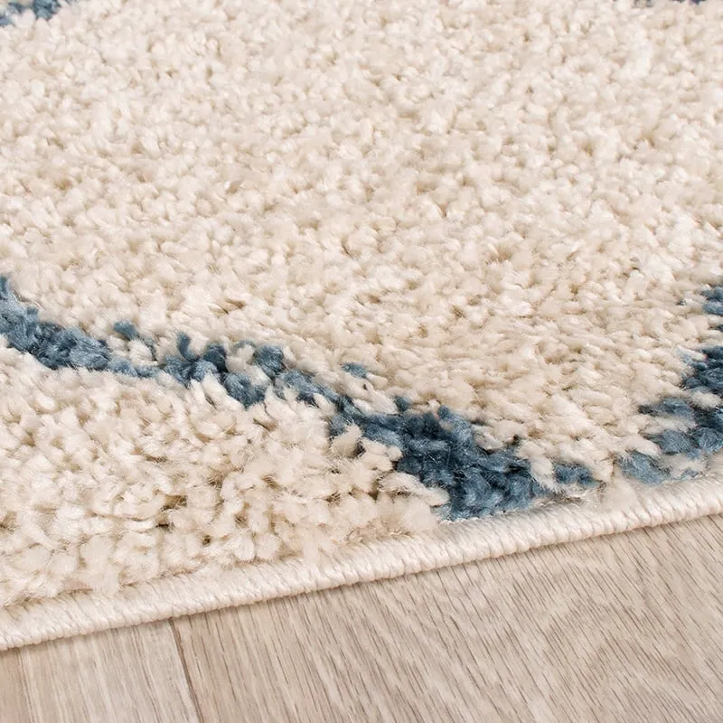 Teppich Hochflor - Grand Lines Creme Blau