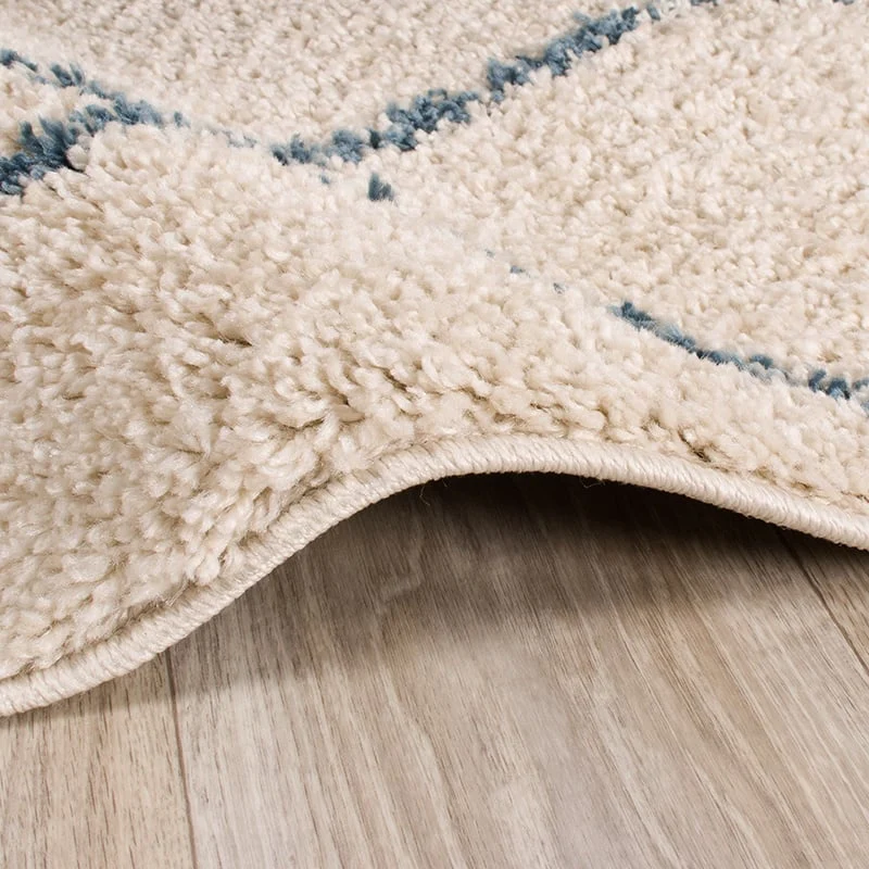 Teppich Hochflor - Grand Lines Creme Blau
